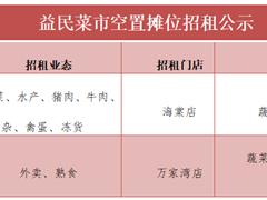 益民菜市部分空置摊位招租公告